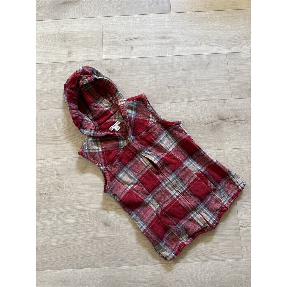 Vtg Pendleton Women's Plaid Sleeveless Vest Shacket Hooded 100% Virgin Wool M
